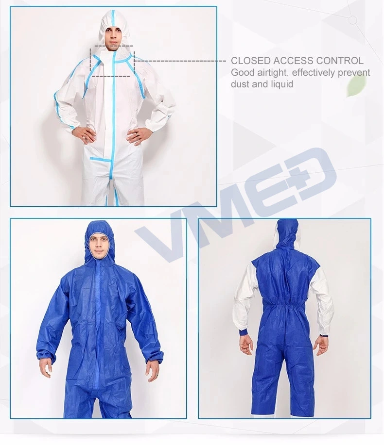 Disposable Non Woven Sterile Laminated Garment Hooded Coverall