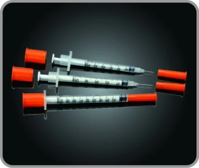 固定針インスリン注射器付きの使い捨て医療用キャップ