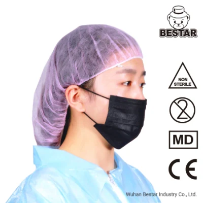 CE 認定不織布使い捨てマスク タイプ Iir En14683 Bfe99% サージカル ブラック民間医療用フェイス マスク (イヤーループ付き) 中国ホワイト リスト サプライヤー