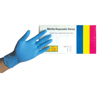 使い捨ての工業グレードの青色ニトリル検査用手袋 (パウダーありまたはパウダーなし)